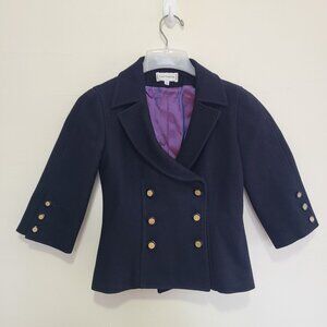 Anne Fontaine Women’s Vicky Navy Wool Double-Breasted Button Jacket size 36